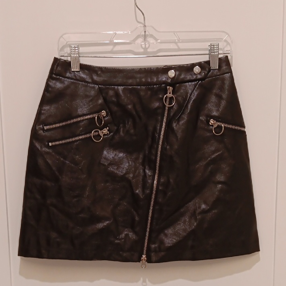 Meshki Faux Leather Skirt